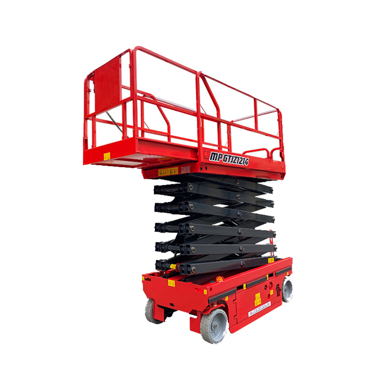 Small scissor lift aerial work platform automatic elevating machine with a lifting height of 12 meters hydraulic lift self-propelled elevating machine